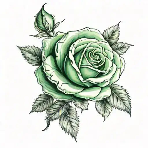 green roses arm sleeve tattoo design idea