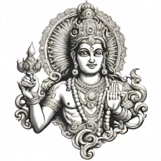 bhahma vishnu mahesh triology for chest  tattoo design idea