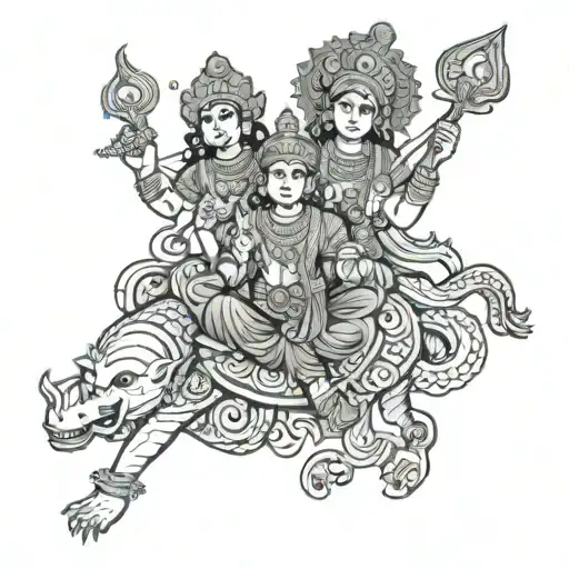 bhahma vishnu mahesh triology for chest  tattoo design idea