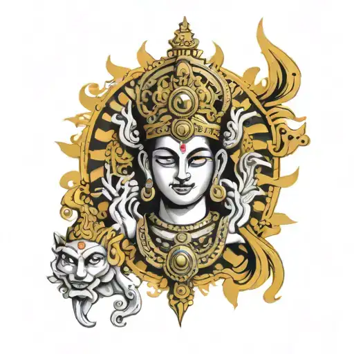 bhahma vishnu mahesh three faces  for chest tattoo design idea