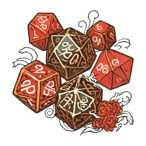 two d20 dice, one rolled 20 and one rolled 1. underneath it says "you win some, you lose some" tattoo design idea