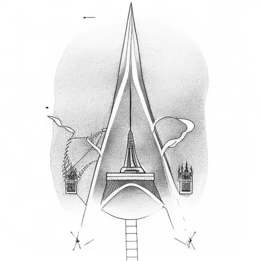 Design a minimalist tattoo featuring the outlines of the John Hancock Building, Gateway Arch, and London Eye tattoo design idea