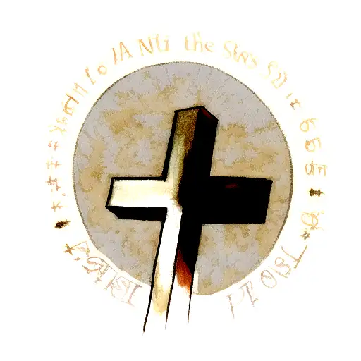 christian cross with the phrase this too shall pass tattoo design idea
