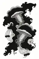 gothic jellyfish with black anemones tattoo design idea