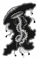 gothic jellyfish with black anemones tattoo design idea