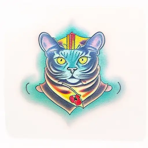 Burmese Cat colour Chocolate tattoo design idea