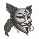 An anonymous mask tattoo design idea