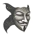 An anonymous mask tattoo design idea