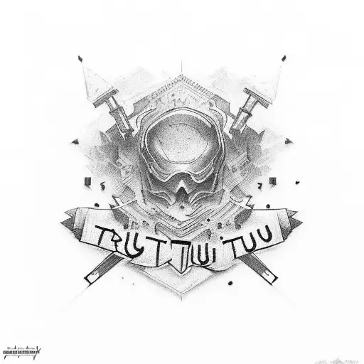  "trust no one" text tattoo design idea