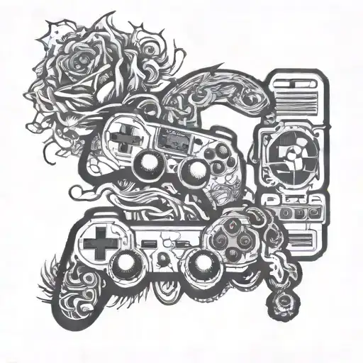video games and suicide awareness tattoo design idea