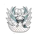 a axolotl resting on quetzalcoatl tail tattoo design idea