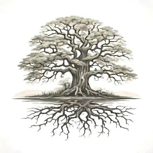old oak tree that is strong  tattoo design idea