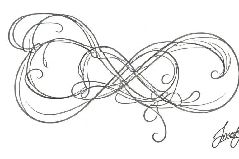 infinity with 3 letters A, Y and J Scott Campbell female tattoo design idea