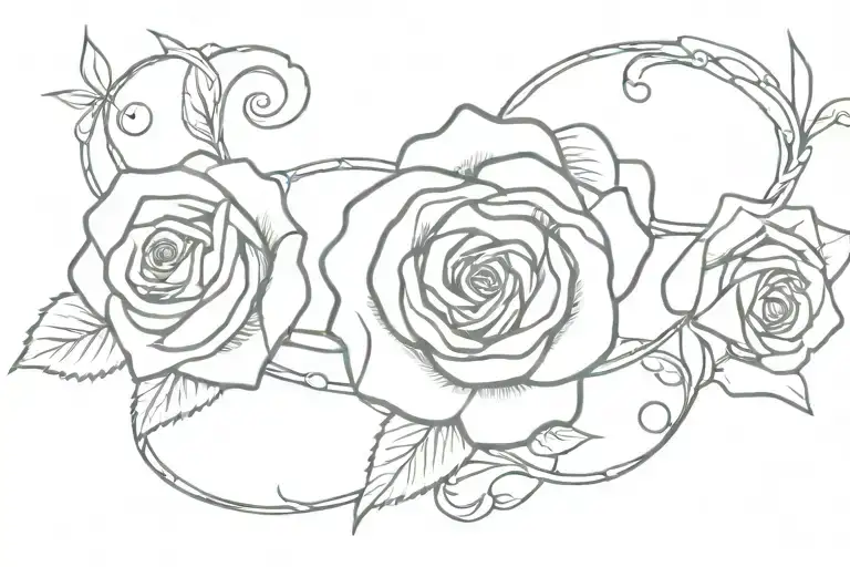 infinity with 3 roses and thorns tattoo design idea