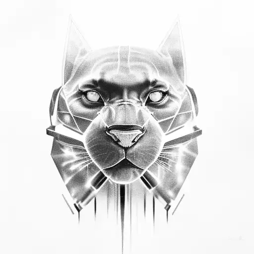 A biomedi student studying under the watchful eye of a black panther, with elements of green and blue representing growth and knowledge tattoo design idea