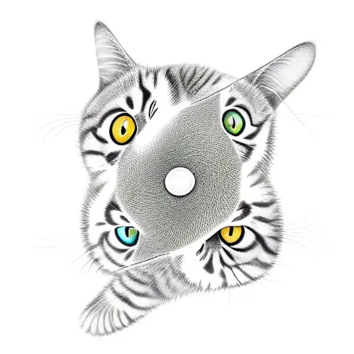 a tabby cat and a calico cat forming a yin and yang tattoo design idea