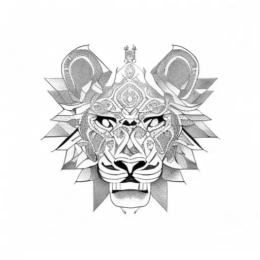 familia de cuatro leones  tattoo design idea