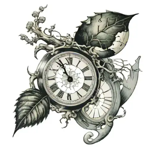 branch and clock from Dali's persistence of memory, but clock face is replaced by a map of the world  tattoo design idea