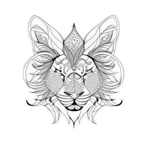 aslan kafası ve anka kuşu birleşimi  tattoo design idea