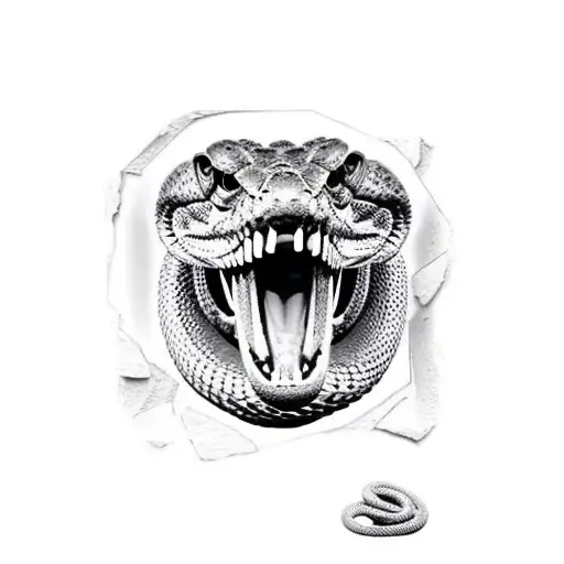 siver back fighting a rattle snake tattoo design idea
