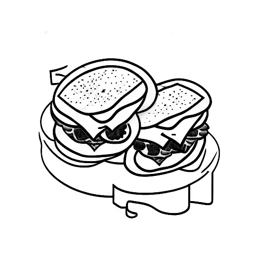 steak egg and cheese bagel sandwich tattoo design idea