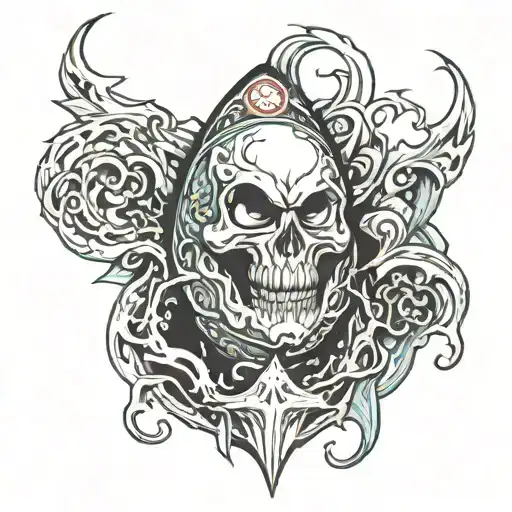 create a tattoo design in reference to berserk manga's behelit egg and mark of sacrifice tattoo design idea