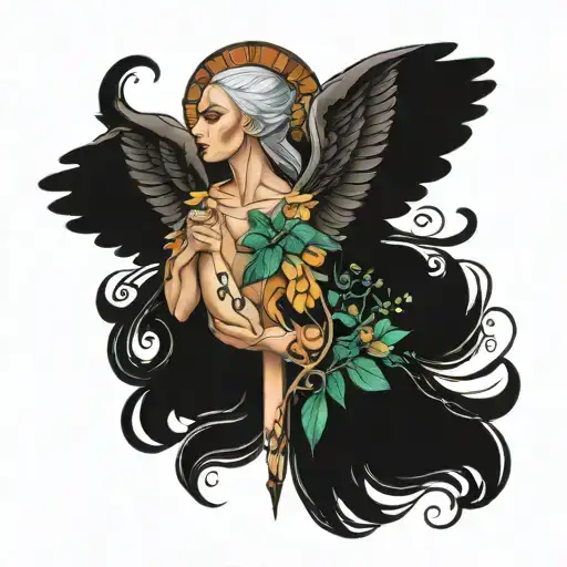seraphim and medicine tattoo design idea
