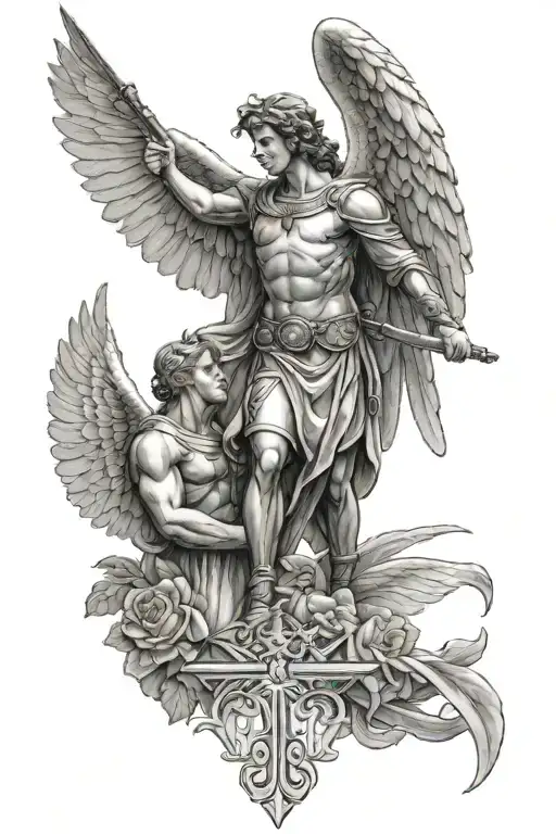 archangel Gabriel blessing a hunter in a Michigan tattoo design idea
