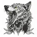 wolf head daggers going through head tattoo design idea