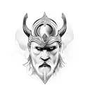 Odin face with a raven In his head tattoo design idea