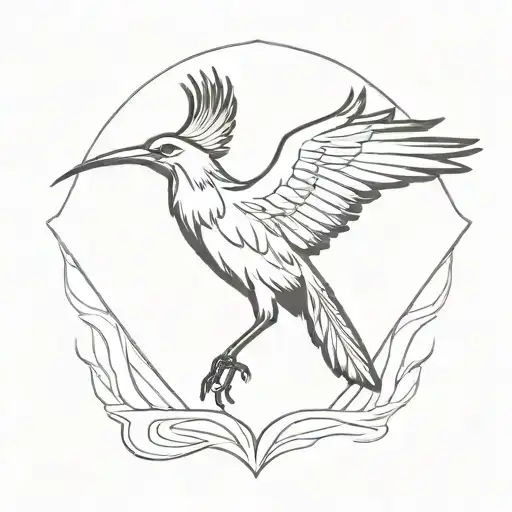 symmetrical secretary bird flying  tattoo design idea