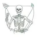 A skeleton in night vision holding arrows in his hand tattoo design idea