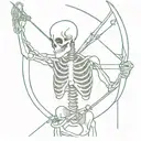 A skeleton in night vision holding arrows in his hand tattoo design idea
