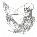 A skeleton in night vision holding arrows in his hand tattoo design idea