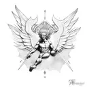 creation of david with icarus  tattoo design idea