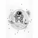 Astronaut without gravity tattoo design idea