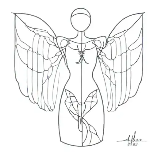hour glass skeleton wings spread tattoo design idea