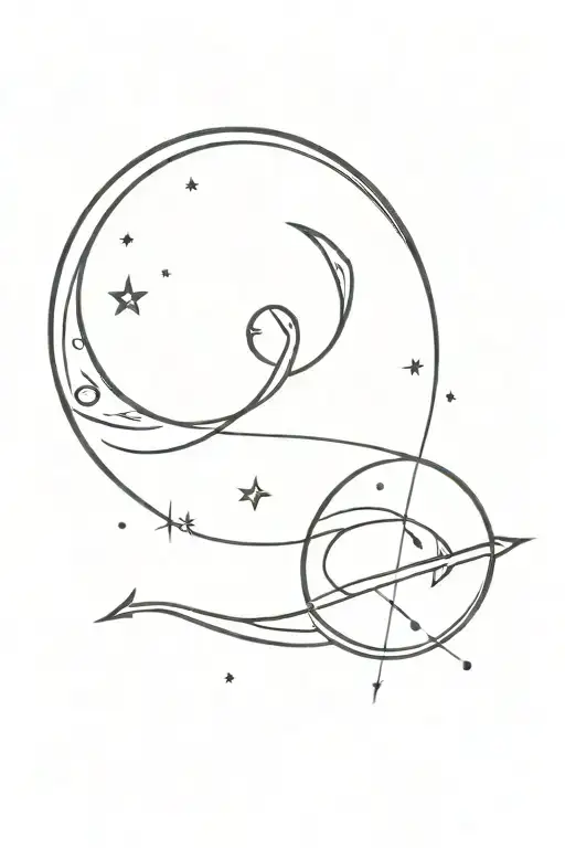 sagittarius and waning gibbous moon tattoo design idea