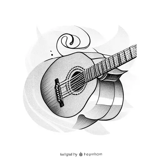 Blackwork "Acoustic Guitar" Tattoo Idea - BlackInk