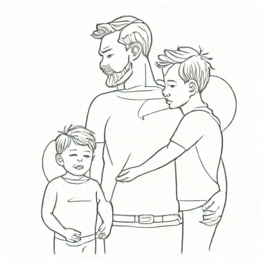 father with his two sons tattoo design idea