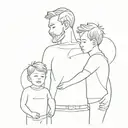 father with his two sons tattoo design idea