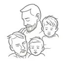 father with his two sons tattoo design idea