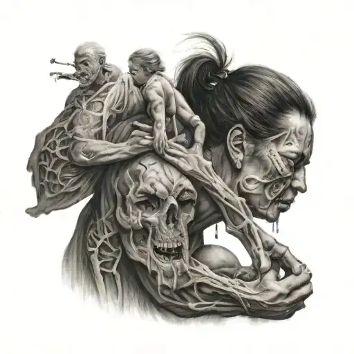 drawing the panic attack as a negative thing but made less difficult by the presence of the mother who helps tattoo design idea