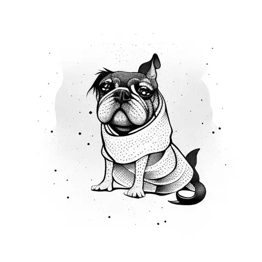 Cartoon ugly dog tattoo design idea
