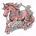 pink horse tattoo design idea