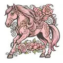 pink horse tattoo design idea