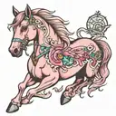 pink horse tattoo design idea