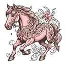 pink horse tattoo design idea