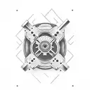 revolver with the word Baker in old western font tattoo design idea