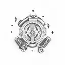 revolver with the word Baker in old western font tattoo design idea